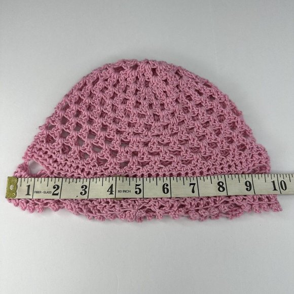 Handmade New Juliet Hobbii Rainbow 8/4 100% Cotton Pink Knit Beanie - Adult M/L - Picture 8 of 9